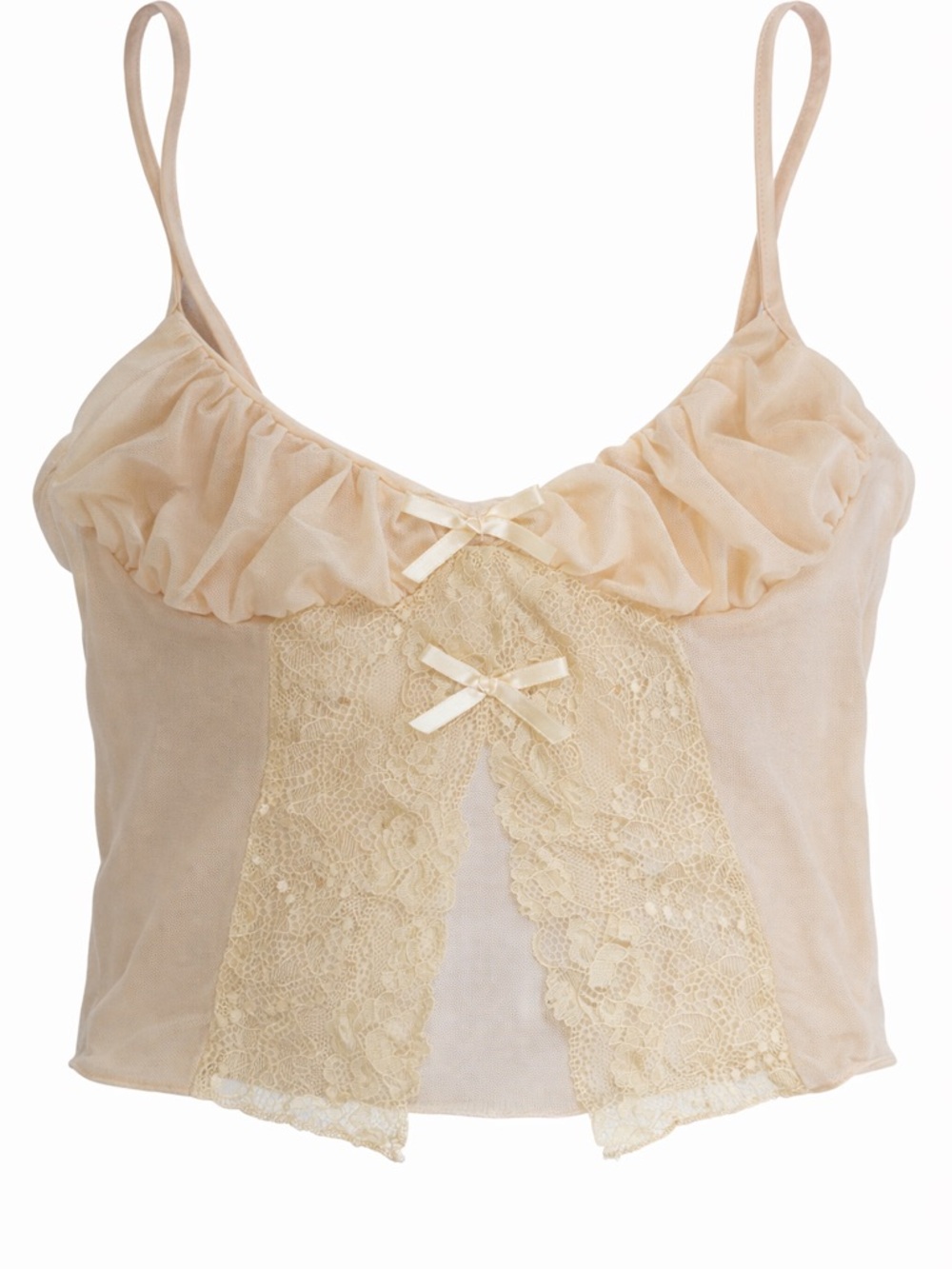 Nwt Delicate Lace-Front Cropped Camisole In Champagne Flaw